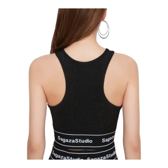 Sagaza Studio x Trendyol Sparkly Knitted Bustier Cropped Tank Top Women's US 2 - Picture 3 of 8